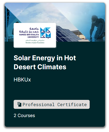 HBKU PROFESSIONAL CERTIFICATE SOLAR ENERGY