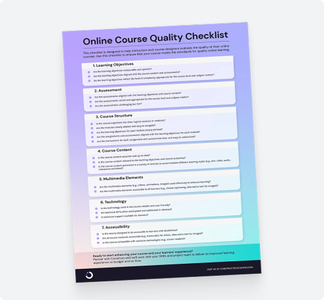 Get this free Online Course Quality Checklist banner